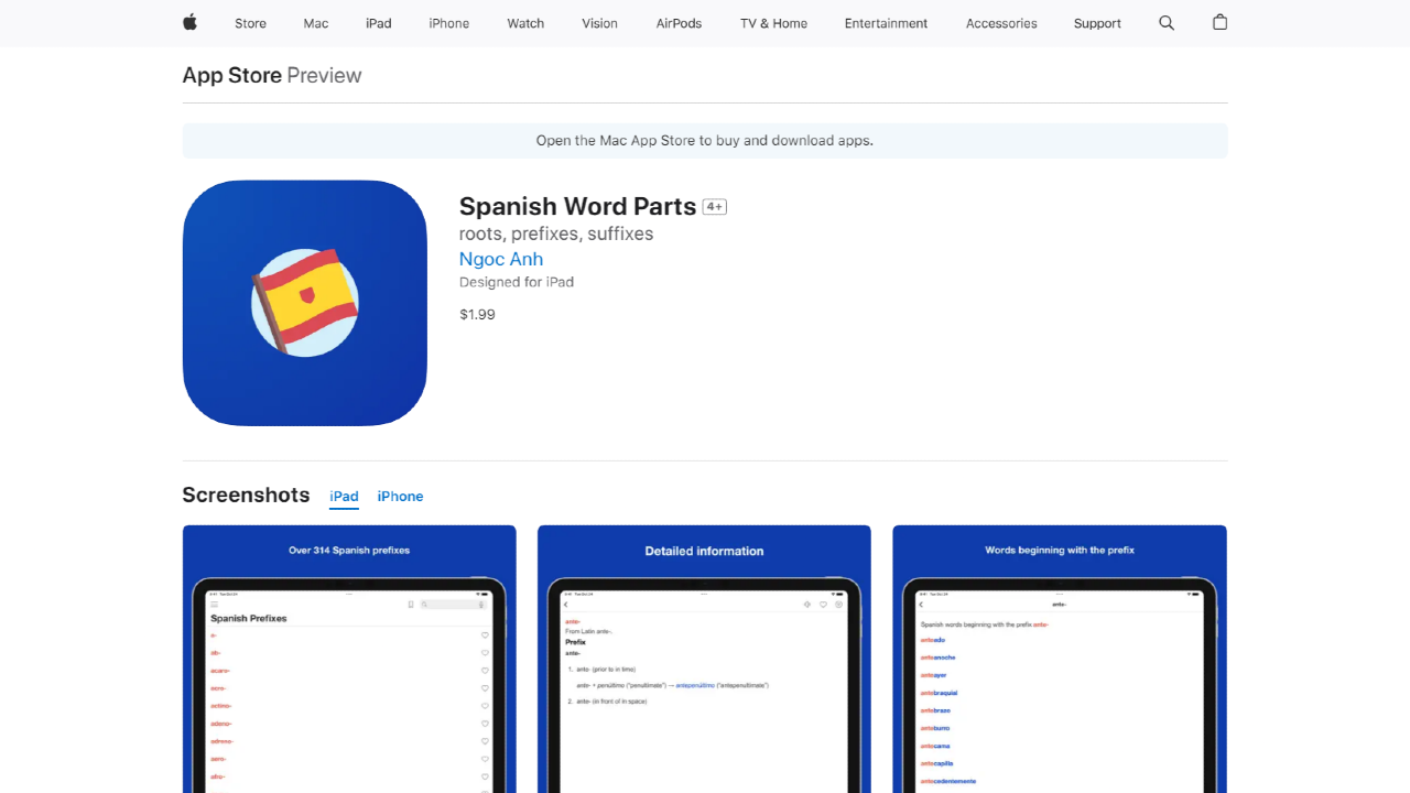 ‎Spanish Word Parts