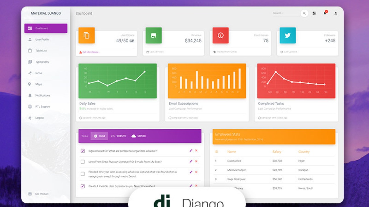 Material Dashboard Django
