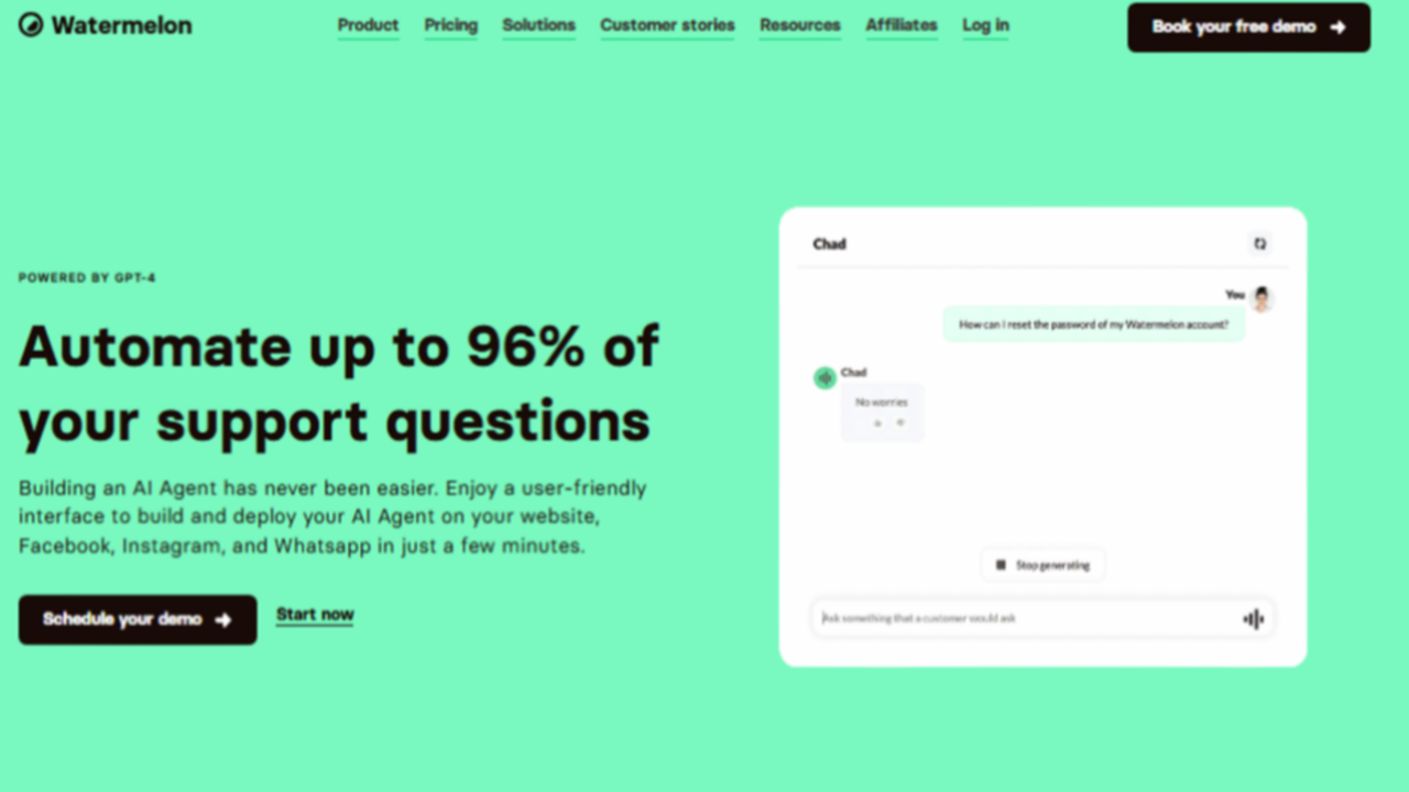 Watermelon | Automate 96% of Customer Questions 