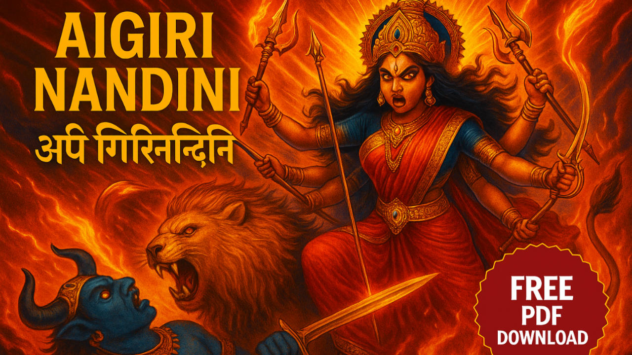 Aigiri Nandini lyrics with Goddess Durga
