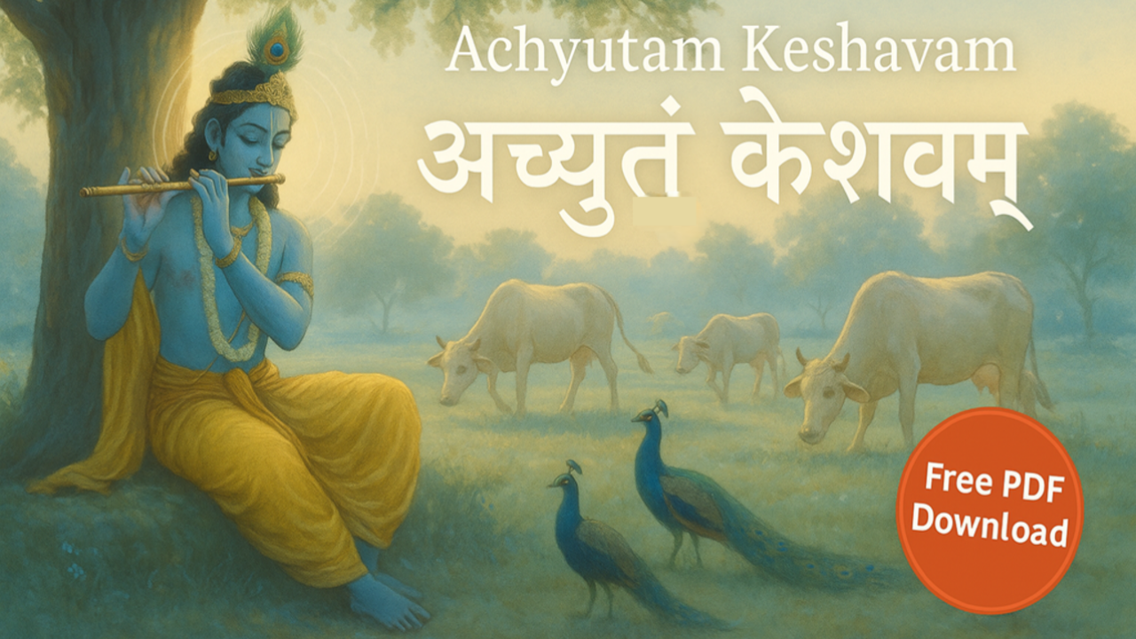 Achyutam Keshavam lyrics with Lord Krishna