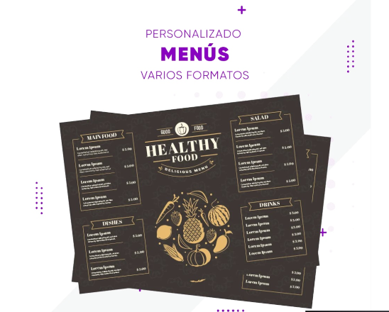 SERVICIO DE IMPRESIÓN Y DISEÑO DE MENÚS $249