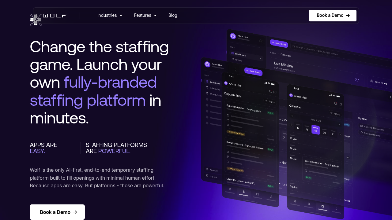 Desktop screenshot of Wolf platform interface